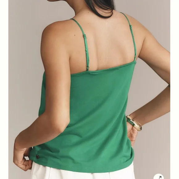 Scotch & Soda V-Neck Cropped Jersey Cami Green size Medium - Picture 2 of 9